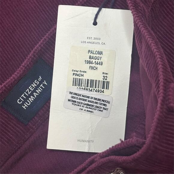 New $240 CITIZENS OF HUMANITY Paloma Corduroy Pants Wide Leg Baggy Red Hippie - Picture 9 of 13